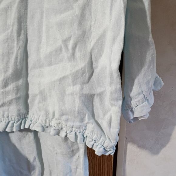Vntg 90s Linen Pajama Set XS Subtle Tones USA Minimalist Loungewear Cottagecore - Picture 3 of 14